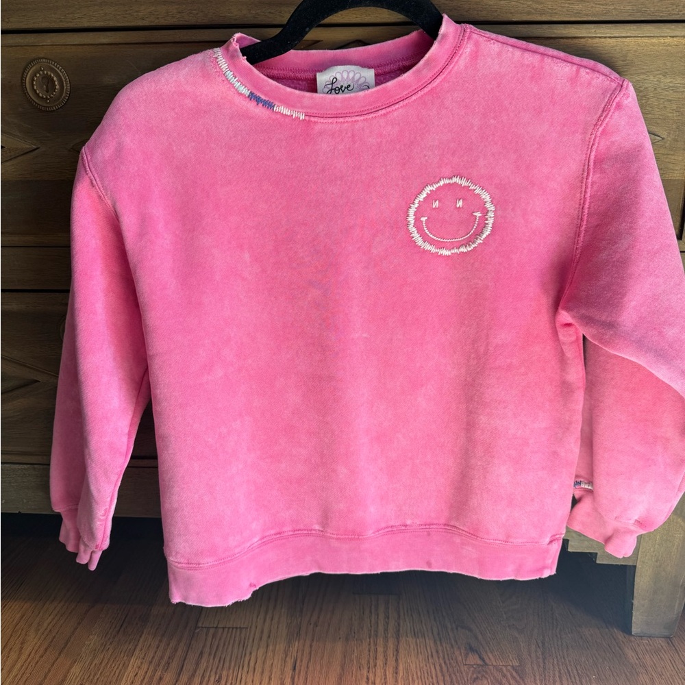 Love Daisy Pink Girls' Smiley Face Crewneck Sweatshirt
